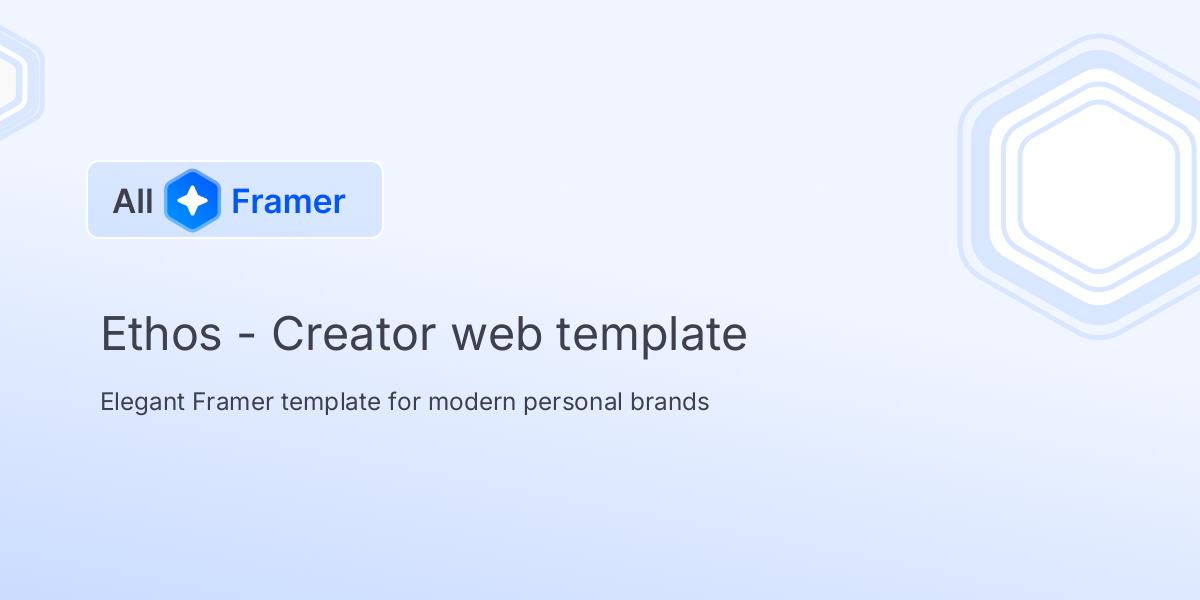Ethos - Creator web template | All Framer