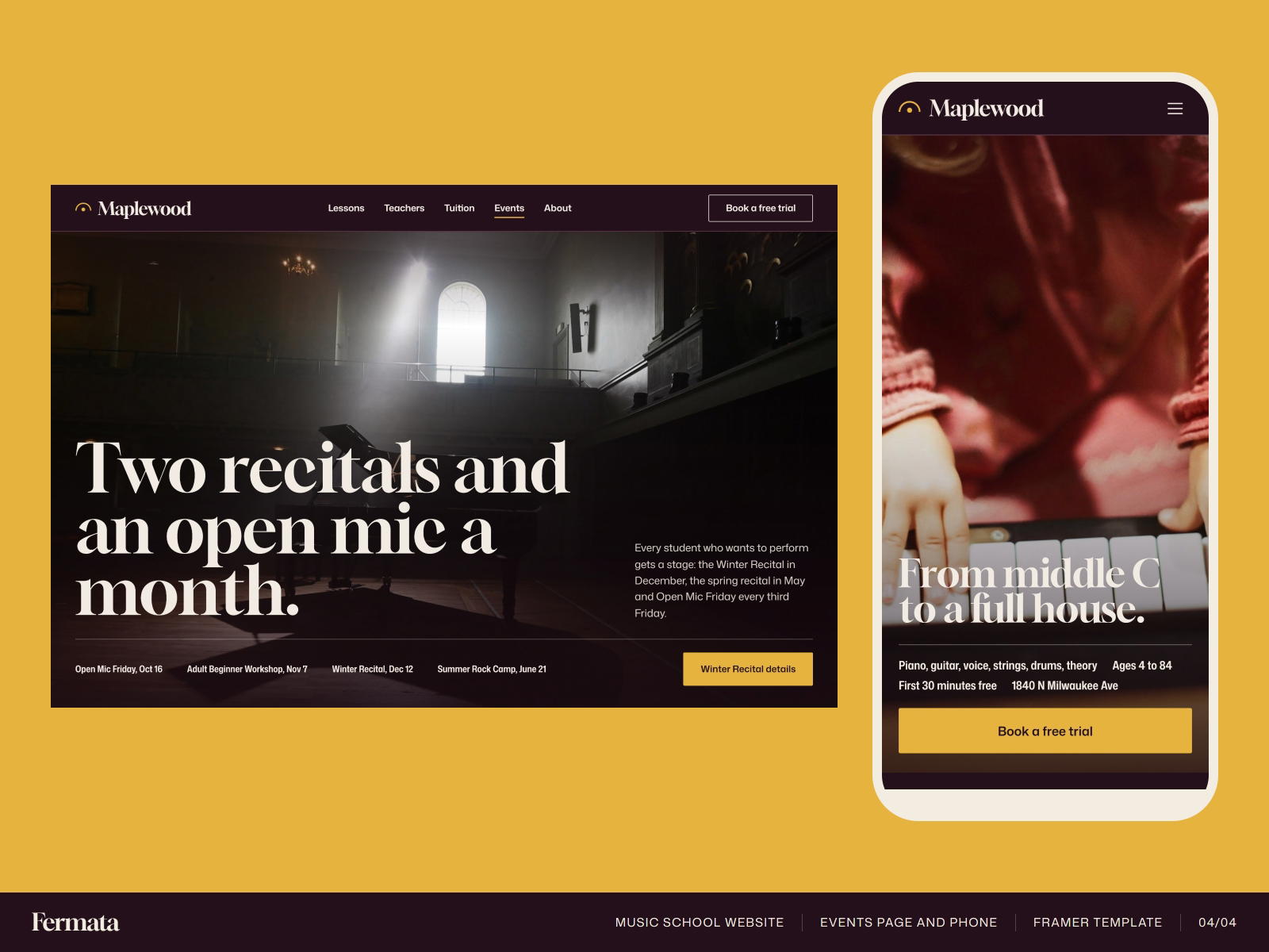 Fermata – Music School Framer Template