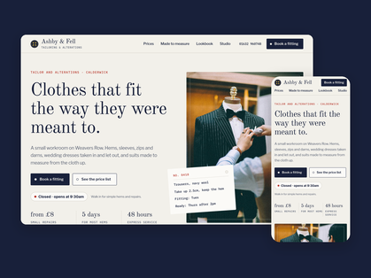 Hem Tailoring: Framer Template for Tailors & Alteration Studios