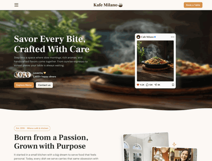 Kafe Milano - Framer Restaurant Template
