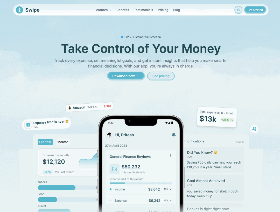 Swipe - Framer Mobile App Template